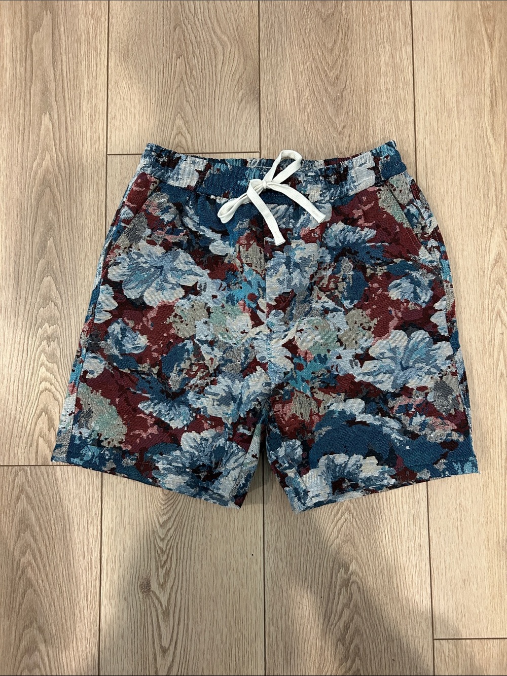 SHEIN Manfinity Homme Drawstring Shorts Red Blue Floral Small